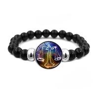 Bracelet Chakra Femme 12 Signes Du Zodiaque - Constellation Astrologique En Pierre Précieuse D'Onyx Noir Naturel - Cristal De Guérison Horoscope Bijoux De Pierre De Naissance