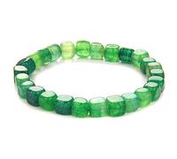 Bracelet Chakra Femme, Bracelet En Pierre Carrée En Agate Naturelle Bracelet En Agate Verte Breloque Yoga Chakra Bracelet Perlé Extensible Bracelet En Perles De Pierre Porte-Bonheur Pour Femmes Ho