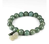 Bracelet chanceux Jade Feng Shui Pixiu pour les hommes Femmes Emeraud Perles rétro Cadeaux chinois Style Bangle attire de l'argent pour la bonne fortune, apportez la prospérité
