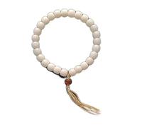 bracelet chapelet, Bracelet de perles en jade blanc, racine Bodhi, pompon fait main, Bouddha, prière méditation(C)