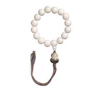 bracelet chapelet, Bracelet de perles en jade blanc, racine Bodhi, pompon fait main, perle Bouddha for la méditation et prière(Wit)