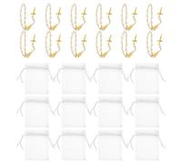 Bracelet Chapelet Catholique Mini Perles Croix Cercle Complet 12 Sets | Alliage et Mesh, Blanc Élégant, pour Célébrations Religieuses Prière, Présent Prêt à Offrir