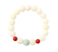 bracelet chapelet, Chapelet de perles Bouddha Bodhi en jade blanc, composé racines lotus et d'un anneau simple, for hommes femmes(Jade)