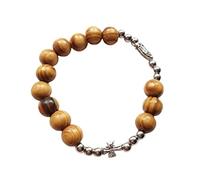 Bracelet chapelet vintage avec croix extensible et perles pour baptême, prière, méditation, bijoux pour homme et femme, Alliage, acrylique, cordon élastique, bois