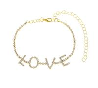 Bracelet Cheville Femme Or, Chaîne de Tennis « Love » Pied Bijoux de Plage pour Femme,Longueur: 20.3+10CM