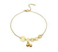 Bracelet Cheville Femme Or, Chaîne Fine avec pièces de Monnaie et Pendentif Cloches Plage Bijoux de Pied réglables pour Femmes