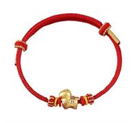 Bracelet chinois 2026 avec cordon rouge de l'année du cheval, bracelet porte-bonheur réglable avec breloques cheval et fortune, bracelets traditionnels en corde à nœud pour femme, cadeau de Nouvel An