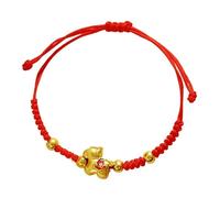 Bracelet chinois en corde rouge de l'année du cheval - 2026 Charme de cheval doré chanceux Bracelet en corde tressée pour femmes et hommes, bijou du zodiaque chinois réglable en cadeau, taille unique