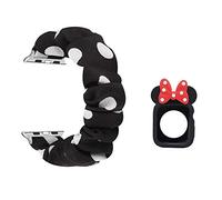 Bracelet chouchou à pois et coque en TPU compatible avec Apple Watch, bracelet en tissu extensible avec nœud papillon pour iWatch 42 mm Series 10, noir/blanc