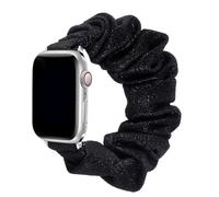 Bracelet chouchou pour bracelet de montre 10 42 mm 46 mm 40 mm 41 mm 45 44 38 Bracelet en nylon élastique pour la série iWatch pour Ultra2 4 5 6 7 8 9 SE, or noir, 38 40 41 mm L