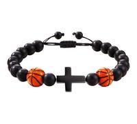 Bracelet chrétien, bracelets chrétiens pour homme - Bracelet avec perles de sport naturelles | Chaîne de perles de motivation avec corde tressée, bracelet de foi réglable pour fête de Capodan,