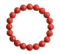 Bracelet cinabre Bracelet avec amulette Feng Shui Prospérité Cinabre rouge naturel Symboles gravés Reiki Chakra Méditation Attire chance Riches Transfert d'amour Bracelet cadeau pour