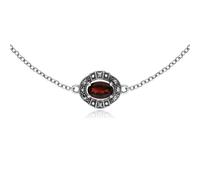 Bracelet Cluster En Grenat Et Marcasite De Style Art Déco En Argent Sterling 925