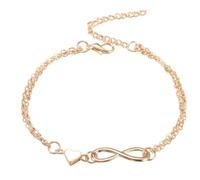 Bracelet coeur avec chaîne, bijou en alliage avec charme cœur amoureux - bijou romantique pour fêtes de mariage, rendez-vous plage et voyage, riferimento alla descrizione, Métal, Se référer à la