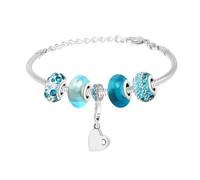 Bracelet coeur SC Crystal composé de charms perles en verre décoré à la main
