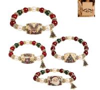 Bracelet Collection Magie de Noël, Kit de bijoux de Noël en perles, Bracelet extensible de Noëls avec breloques Père Noël, sapin, renne et chaussette, Bijoux vintage en émail pour femmes (ABCD#)
