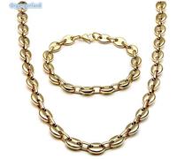 Bracelet collier - ORGANGONFAND - Maille grain de café - Acier inoxydable - Doré - 55cm