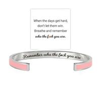 Bracelet coloré de motivation « Remember Who The F You Are » - Bracelet manchette inspirant en acier inoxydable avec message caché gravé - Cadeau idéal pour femme, sœur, amie, Adjustable, Acier