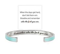 Bracelet coloré de motivation « Remember Who The F You Are » - Bracelet manchette inspirant en acier inoxydable avec message caché gravé - Cadeau idéal pour femme, sœur, amie, Adjustable, Acier