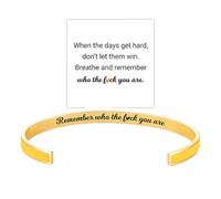 Bracelet coloré de motivation « Remember Who The F You Are » - Bracelet manchette inspirant en acier inoxydable avec message caché gravé - Cadeau idéal pour femme, sœur, amie, Adjustable, Acier