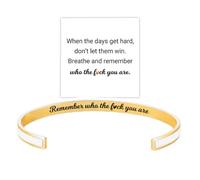 Bracelet coloré de motivation « Remember Who The F You Are » - Bracelet manchette inspirant en acier inoxydable avec message caché gravé - Cadeau idéal pour femme, sœur, amie, Adjustable, Acier