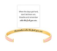 Bracelet coloré de motivation « Remember Who The F You Are » - Bracelet manchette inspirant en acier inoxydable avec message caché gravé - Cadeau idéal pour femme, sœur, amie, Adjustable, Acier
