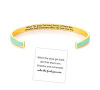 Bracelet coloré de motivation « Remember Who The F You Are » - Bracelet manchette inspirant en acier inoxydable avec message caché gravé - Cadeau idéal pour femme, sœur, amie, Adjustable, Acier