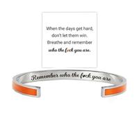 Bracelet coloré de motivation « Remember Who The F You Are » - Bracelet manchette inspirant en acier inoxydable avec message caché gravé - Cadeau idéal pour femme, sœur, amie, Adjustable, Acier