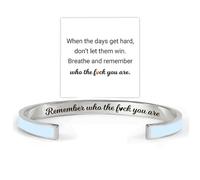 Bracelet coloré de motivation « Remember Who The F You Are » - Bracelet manchette inspirant en acier inoxydable avec message caché gravé - Cadeau idéal pour femme, sœur, amie, Adjustable, Acier