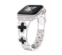 Bracelet Compatible avec Apple Watch 41mm 45mm 40mm 44mm 38mm 42mm, bling femme strass réglables Trèfle à Quatre Feuilles pour iWatch Series 7, SE Series 6 5 4 3 2 1