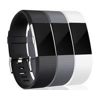 Bracelet compatible avec Fitbit Charge 2, paquet de 3 (S) Black/Gray/White