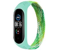 Bracelet Compatible pour Xiaomi Mi Band 7 6 5 4 3, Nylon Braided Stretch Solo Loop Bracelets Montre, Sport Remplacement Sangle avec Xiaomi Band Miband 7 5 6 4 3, vert coloré, XL