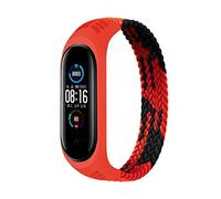 Bracelet Compatible pour Xiaomi Mi Band 7 6 5 4 3, Nylon Braided Stretch Solo Loop Bracelets Montre, Sport Remplacement Sangle avec Xiaomi Band Miband 7 5 6 4 3, rouge noir, M