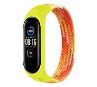 Bracelet Compatible pour Xiaomi Mi Band 7 6 5 4 3, Nylon Braided Stretch Solo Loop Bracelets Montre, Sport Remplacement Sangle avec Xiaomi Band Miband 7 5 6 4 3, orange coloré, S