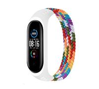 Bracelet Compatible pour Xiaomi Mi Band 7 6 5 4 3, Nylon Braided Stretch Solo Loop Bracelets Montre, Sport Remplacement Sangle avec Xiaomi Band Miband 7 5 6 4 3, arc-en-ciel, L