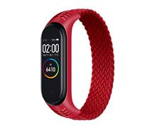 Bracelet Compatible pour Xiaomi Mi Band 7 6 5 4 3, Nylon Braided Stretch Solo Loop Bracelets Montre, Sport Remplacement Sangle avec Xiaomi Band Miband 7 5 6 4 3, rouge, M