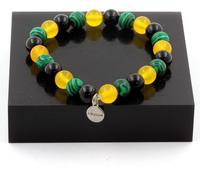 Bracelet composé d'agate jaune + malachite + perles d'agate noire, 8 mm