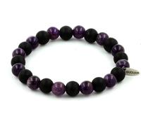 Bracelet composé de perles d'améthyste + onyx noir mat 8 mm