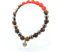 Bracelet composé de perles de calcédoine rouge + hématite + bois 8 mm