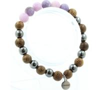 Bracelet composé de perles de mica violet mat + hématite + bois 8 mm