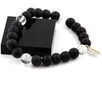 Bracelet composé de perles de quartz + onyx noir mat 8 mm