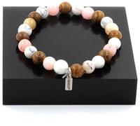 Bracelet composé de perles d'opale rose + howlite + bois 8 mm