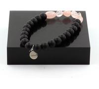 Bracelet composé de quartz rose brésilien + perles d'onyx noir mat 8 mm