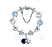 Bracelet - CONFO® - 19CM - Argent Sterling - Cristal Bleu - Style Pandora