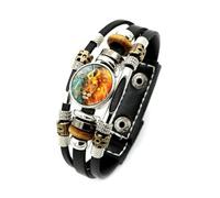 Bracelet Constellation Lumineux, Bracelet Tressé Multicouche Noir Signes Du Zodiaque Pour Hommes Femmes, Symbole D'Astrologie 12 Constellation Capricorne, Gémeaux, Bracelet Lion Bijoux, Lion, 20 Cm