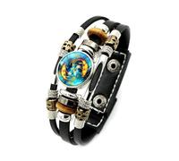 Bracelet Constellation Lumineux, Bracelet Tressé Multicouche Noir Signes Du Zodiaque Pour Hommes Femmes, Symbole D'Astrologie 12 Constellation Capricorne, Gémeaux, Bracelet Lion Bijoux, Poissons, 2