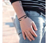 Bracelet corde homme hameçon pêche noir