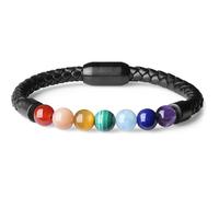 Bracelet Cordon Cuir 7 Chakra Reiki Perles Homme[H5916]