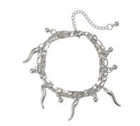 Bracelet cornicello en corne italienne - Troisième œil du diable - Bracelet mauvais œil - Porte-bonheur - Protection au piment - Talisman - Cadeau pour homme et femme, Réglable, Acier inoxydable, Pas
