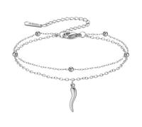 Bracelet cornicello en corne italienne - Troisième œil du diable - Bracelet mauvais œil - Porte-bonheur - Protection au piment - Talisman - Cadeau pour homme et femme, Réglable, Acier inoxydable, Pas